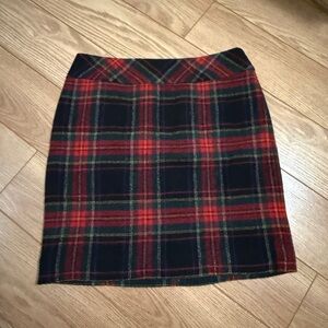 L.L. Bean Plaid Pencil Skirt - Red and Green
